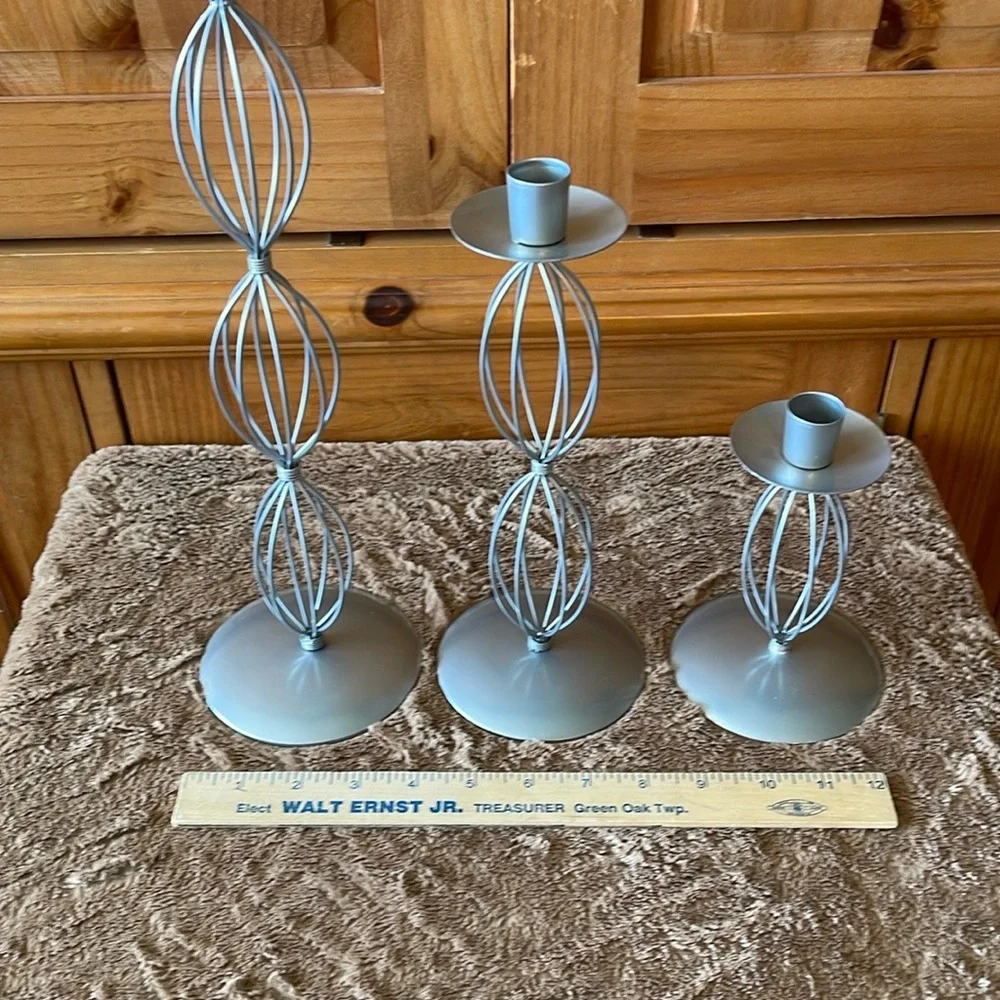 IKEA Elegant Silver 3 Candle Holder Set